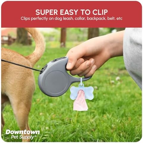 Downtown Pet Supply Scented Poop Bags for Dogs with Dispenser, 180 Count - Leak-Proof Dog Waste Bags and Bone-Shaped Dog Poop Bags Holder for Leash - Lavender Scented, 12.5" x 8.5"
