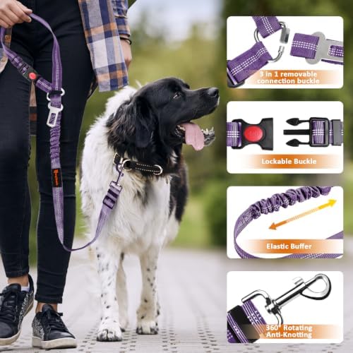 Laqibak Removable Dog Seat Belt Harness for Car, 3 in 1 Pet Seatbelt Leash