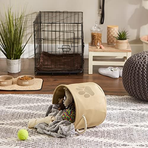 Bone Dry Pet Storage Collection Collapsible Bin, Small Round, Taupe