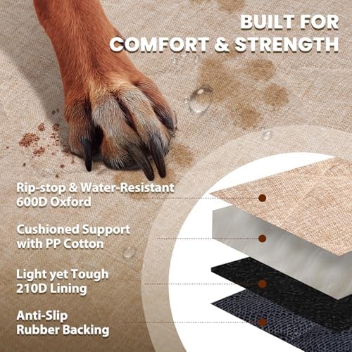 VIVAGLORY Dog Front Seat Cover Car Seat Protector, L, Heather Khaki, 2Pack