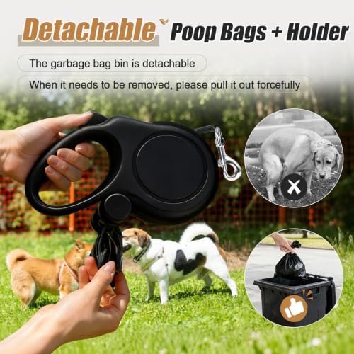 Retractable Dog Leash 26ft for Medium Large Dogs, Black
