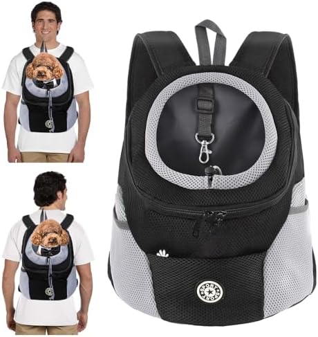 PETCUTE Pet Carrier Backpack,Breathable Dog Backpack Carrier with Adjustable Straps,Side Storage Pockets,Dog Head-Out Backpacks with Safety Belt,Puppy Front and Back Carriers for Small Dogs Cats