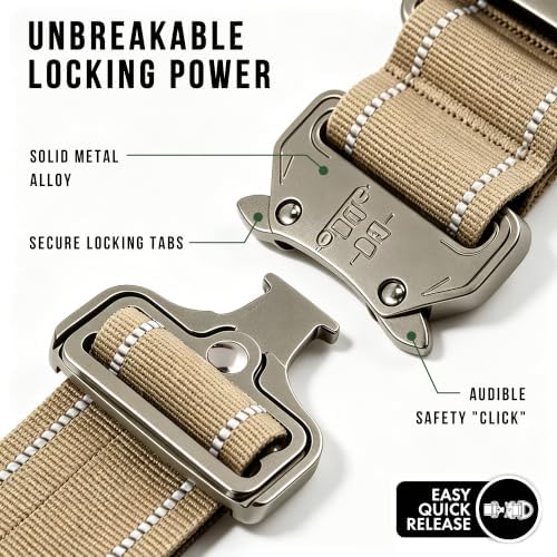 Adjustable Reflective Tactical Dog Collar for Large Dogs