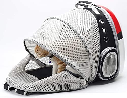 Back Expandable Cat Backpack Carrier, Fit up to 12 lbs, Hard Shell Bubble Dome Window Pet Transport and Carry Bag for Kitten Cat Bunny Rabbit and Small Puppy