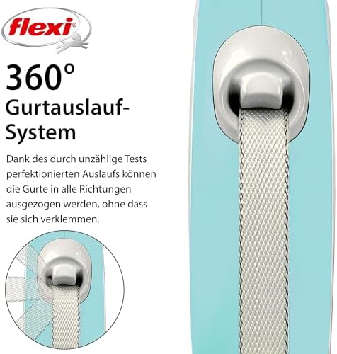 Flexi New Comfort Tape Grey & Light Blue Small 5m Retractable Dog Leash/Lead for Dogs up to 15kgs/33lbs