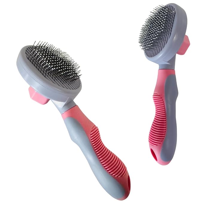 Dog & Cat Brush - Pet Grooming & Shedding Tool for Long & Short Hair - Deshedding Comb for Loose Fur - Professional Hair Remover for Pets (Pink)