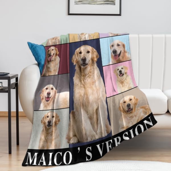 Custom Pet Portrait Blankets with Photos, Pet Memorial Gift for Pet Dog Lovers, Personalized Dog Blanket in Loving Memory Blanket for Dog Lovers Dog Mom Dog Dad, Cat Blanket, Puppy Blanket M