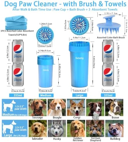 Dog Paw Cleaner Cup with Detachable Top Brush for Small-Medium Dogs