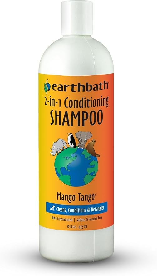 earthbath, Mango Tango 2-in-1 Conditioning Shampoo - Cruelty Free Dog Shampoo and Conditioner, Made in USA, Gentle Dog Conditioner, Best Puppy Shampoo & Puppy Supplies, Safe Dog Wash - 16 Oz (1 Pack) | Cruelty Free Dog Shampoo and Conditioner, Made in ...