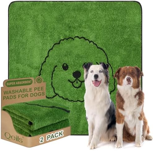 Qeils Reusable Puppy Pads , Washable Pee Pads for Dogs 48" x 48" 2 Pack