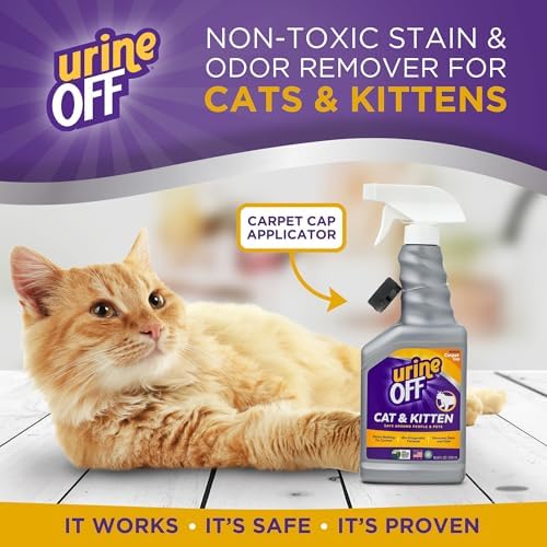urineOFF Kitten & Cat Odor & Stain Remover | Fresh Scent Carpet Cleaner Spray | Bio Enzymatic Stain & Urine Odor Eliminator | Pet Safe Cleaner | 16.9 oz.