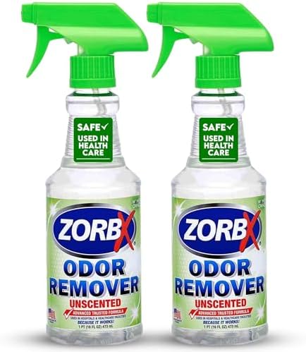 ZORBX Unscented Odor Remover Spray 16 Oz 2-Pack, Hospital-Grade Formula