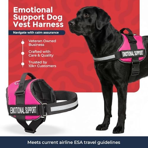 Industrial Puppy Emotional Support Vest Harness, Large 27-33 in, Pink