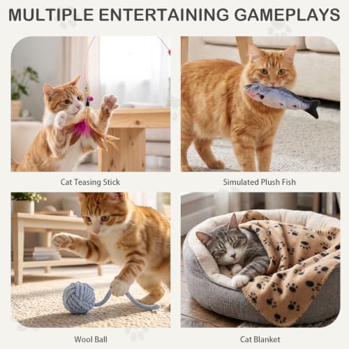 Cat Tunnels for Indoor Cats, 6-in-1 Interactive Cat Tunnel Toys for Kitten