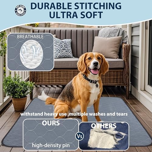 Bunlitent Washable Pee Pads 39" x 39", 3 Pack, Grey, Whelping pad