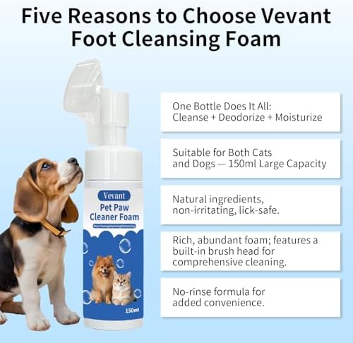 Cat & Dog Paw Cleaner, Clean Paw, No Rinse Foam Cleaner with Brush, 5 fl oz