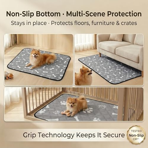 Washable & Reusable Pee Pads for Dogs (Blue Grey,24x36,2 Packs)