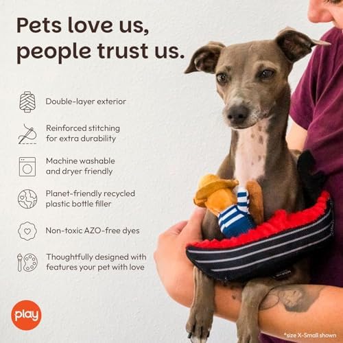 P.L.A.Y. PET LIFESTYLE AND YOU P.L.A.Y. Cute Plush Dog Toys - Totally Touristy Landmark Themed Durable Squeaker Chew Toy, Great for Puppies Dogs - Machine Washable (Venice Gondola, Medium)