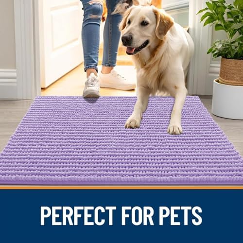 OLANLY Dog Door Mat for Muddy Paws 34x21, Extra Absorbent Chenille Mud Mat