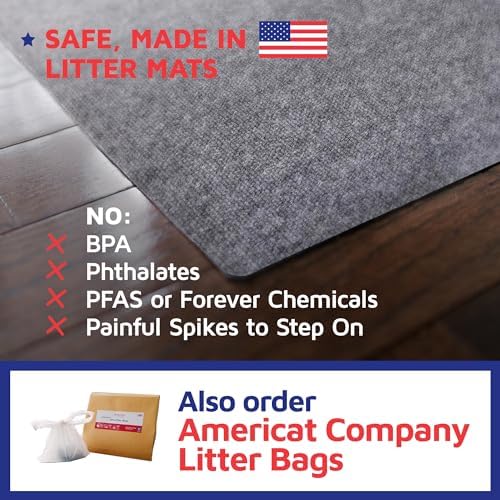 Cat Litter Mat by Americat – 36 x 28 Inches Machine Washable for Easy Clean, Waterproof & Made in USA – X Large Mat Traps Litter Around Cat Litter Box & Protects Floors