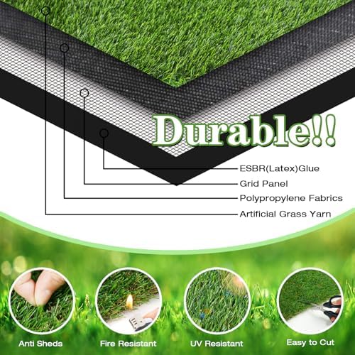 GLOBREEN 34" x 23" Fake Grass Pee Pad for Dogs Potty Training Turf Pets Mat - Easy to Clean with Drainage Holes - Indoor Outdoor Use