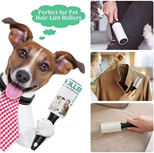 1350 Sheets Lint Rollers for Pet Hair Extra Sticky Remover for Pet Hair, Couch, Clothing, Furniture, Carpet and More, 5 Handles 15 Rolls of Lint Roller Refill, 90 Sheets Per Roller