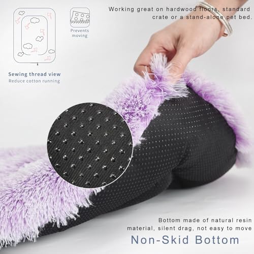 nononfish Dog Crate Bed for Small Dogs Washable Orthopedic Flat for Inside Crate Cages Kennel House Sofa Plush Comfy Sleeping Gradient Purple 22 in