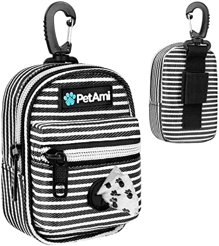 PetAmi Dog Poop Bag Holder for Leash, Pet Waste Bag Dispenser, Stripe Black