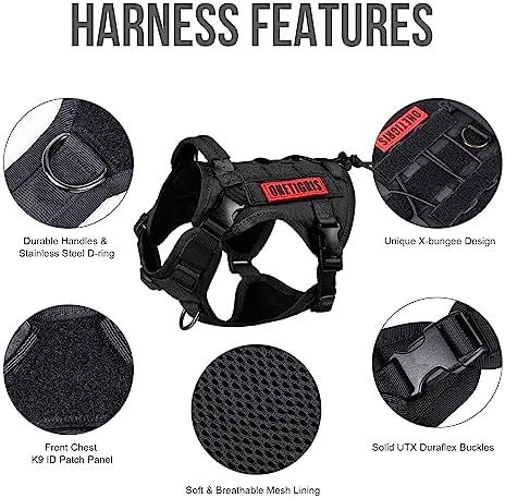 OneTigris Tactical Dog Harness with Handle No-Pull Adjustable for Small Dog