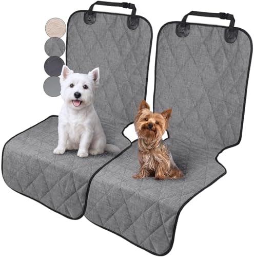VIVAGLORY Dog Front Seat Cover Car Seat Protector, L, Heather Black, 2Pack