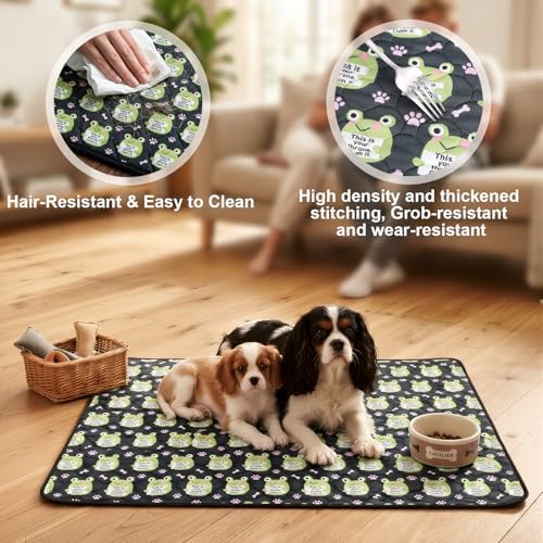 Washable Pee Pads for Dogs,2 Pack Reusable Puppy Training Pads-Funny Frog Print,Odor Resistant Super Absorbent,for Crate,Playpen,Floor,Whelping & Housebreaking