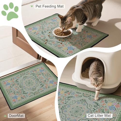 Cat Litter Mat 26.8"x46.5" Double Layer Waterproof Litter Box Mat Washable Litter Trapping Mat