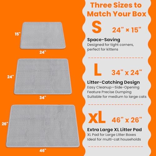 Large Cat Litter Box Mat for Cats, Double Layer Cat Litter Trapping Mats
