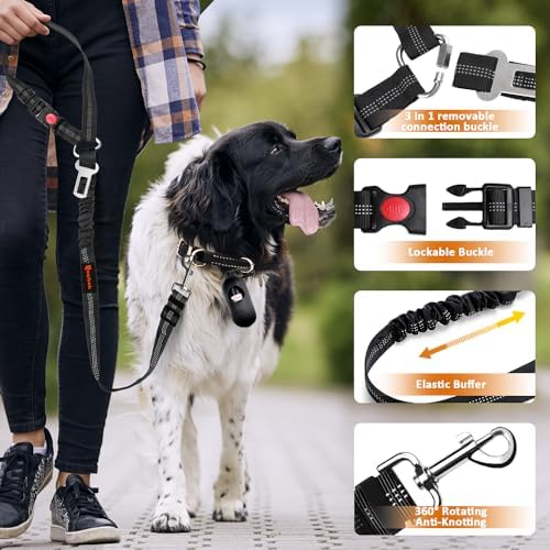Laqibak Removable Dog Seat Belt Harness for Car, 3 in 1 Pet Seatbelt Leash