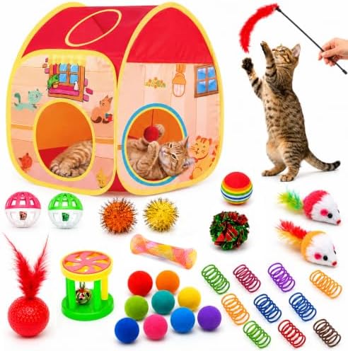 AILUKI 33PCS Cat Toys Variety Pack for Indoor Cats, Kitten Toys Cat Tunnel