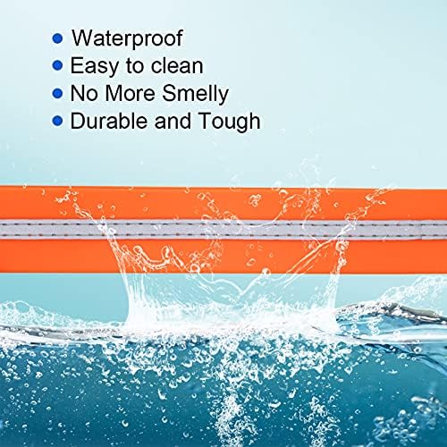 Nimble Reflective Waterproof Dog Collar Adjustable Odor Resistant Easy Clean Pet Collar for Small Medium Large Dogs Night Walking Outdoor Rainy Use (Large (15.35”-24.8”inches), Orange)