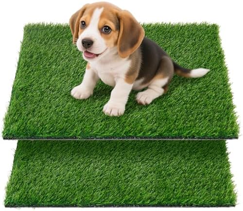 Artificial Pee Grass Pad for Dogs, Fake Grass Replacement Pads for Dog Potty Tray Training Pet Turf, Indoor and Outdoor Mat - 2 Packs (18" x 23")
