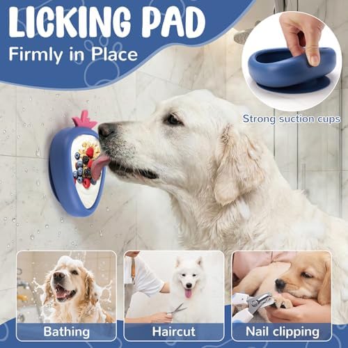 Freeze Dog Lick Bowl, Animire Non-Slip Slow Feeder Lick Mat for Dogs, Silicone Dog Enrichment Bowl for Distraction Anxiety Relief Boredom, BPA Free, Dishwasher Safe(Dark Blue,L)