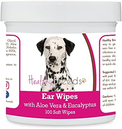 Healthy Breeds Dalmatian Ear Cleaning Wipes with Aloe & Eucalyptus for Dogs 100 Count