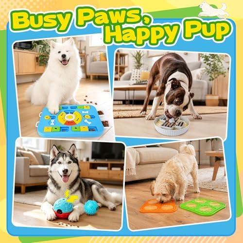 Forfon Upgraded Dog Enrichment Toy Set with Slow Feeder Bowl & Puzzle Toy