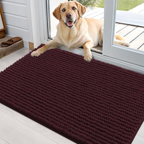 OLANLY Dog Door Mat for Muddy Paws 36x24, Extra Absorbent Chenille Mud Mat