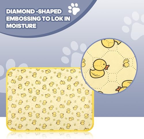 4'Pcs Washable Pee Pads, Reusable Puppy Pet Training Pads, Waterproof Dog Crate, Whelping Pad, Non-Slip Protects Against Urine Leakage Yellow Medium