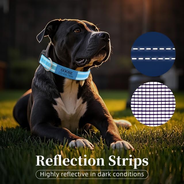 Personalized Dog Collars Custom with Name Phone Number | Reflective Collars Adjustable Buckles | Ultra Soft Neoprene Padded | Silent ID Tag Dog Collar for Small, Medium, Large Dogs (XS to XL)