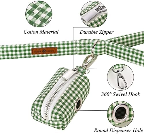 Lionet Paws Cute Dog Poop Bag Holder with Dog Poop Bag for Leash, Cotton Dog Bag Dispenser, Matching Dog Collar