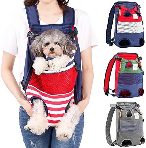 Dog Backpack Carrier Small Dog Backpack, Pet Dog Front Backpack Legs Out Chest Carrier for Small Dogs, Cat Backpack Carrier Dogs Travel Back Pack Hands-Free Hiking Bike Motorcycle (Size:11–19 lbs)
