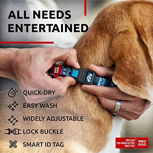 WAUDOG Nylon Dog Collar - Adjustable Dog Collar for Large Dogs, Small & Medium Dogs - Breakaway Puppy Collars for Large Breed Dogs - Boy & Girl Dog Collars with Durable Plastic Buckle and QR Dog Tag