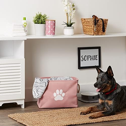 Bone Dry Pet Storage Collection Collapsible Bin, Rose, Medium Rectangle