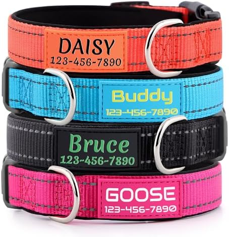 Personalized Dog Collars Custom with Pet Name & Phone for Small Medium Dogs