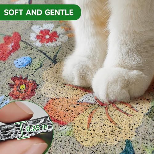 Cat Litter Mat,35"x23" Large Cute Litter Box Mat,Traps 100% Litter