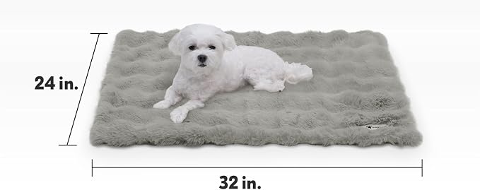 Paw Inspired Waterproof Dog Blanket, Soft Faux Fur Throw with Fur-Resistant Fleece, Washable Pet Blanket, Waterproof Protection for Couch, Bed, Furniture, Crate, Car (32x24, Gray)